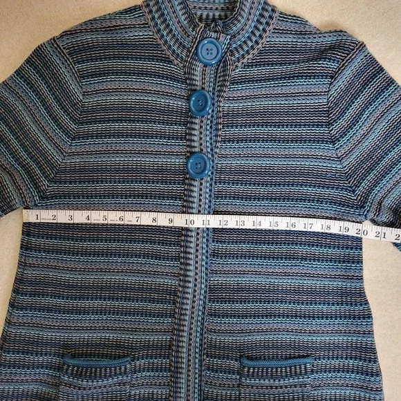Croft & Barrow Cardigan Sweater XL Blue Striped Button Collar Soft Grandmacore - Picture 11 of 13